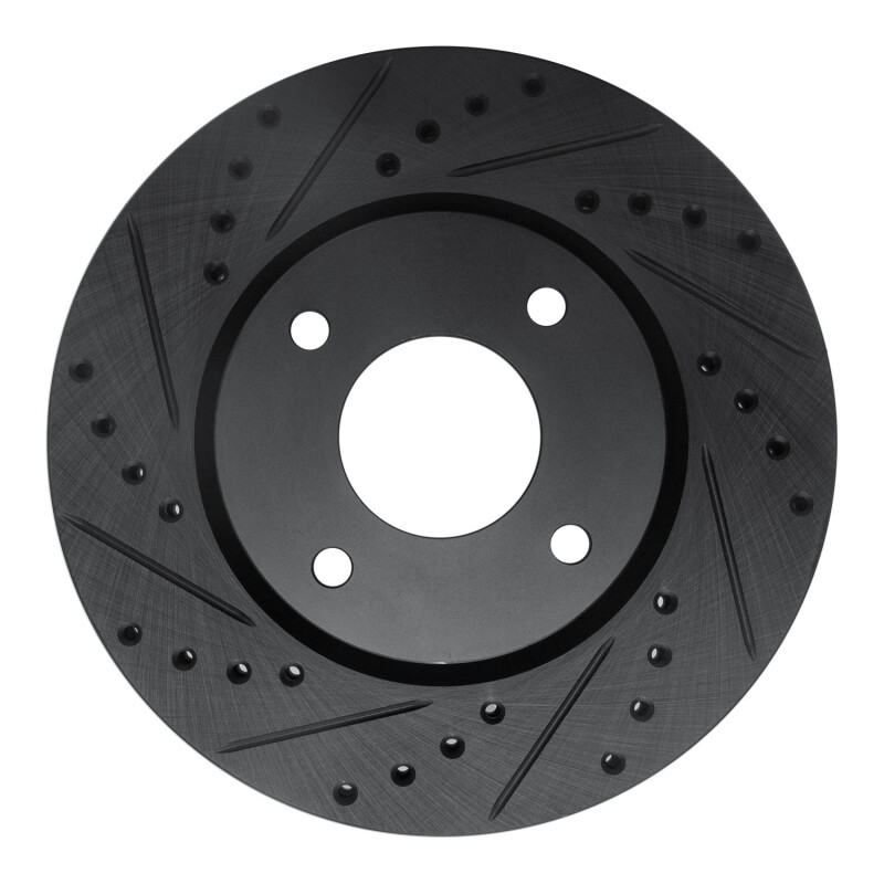 Nissan Sentra Brake Rotor (1) - Front Left - R1 Concepts - Drilled & Slotted - Black - `07-`14